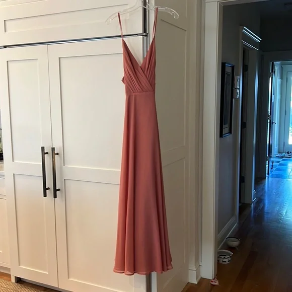 salmon bridesmaid dresses Salmon Ribbed Scoop Neck Sleeveless Midi Dress – PinkBlush main image 1